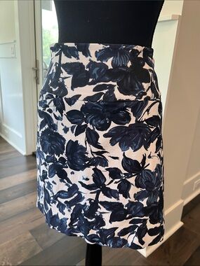 Floral A-Line Skort in Navy and White